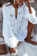 Long Sleeve Beach Lace Shirt Dress