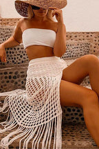 Tassel Hollow Out Side Split Beach Skirt