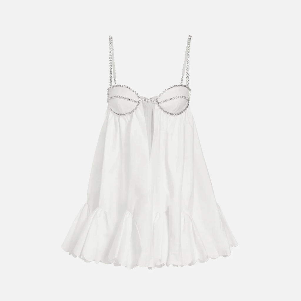 Grand Gesture Poplin Scalloped-Hem Mini Dress