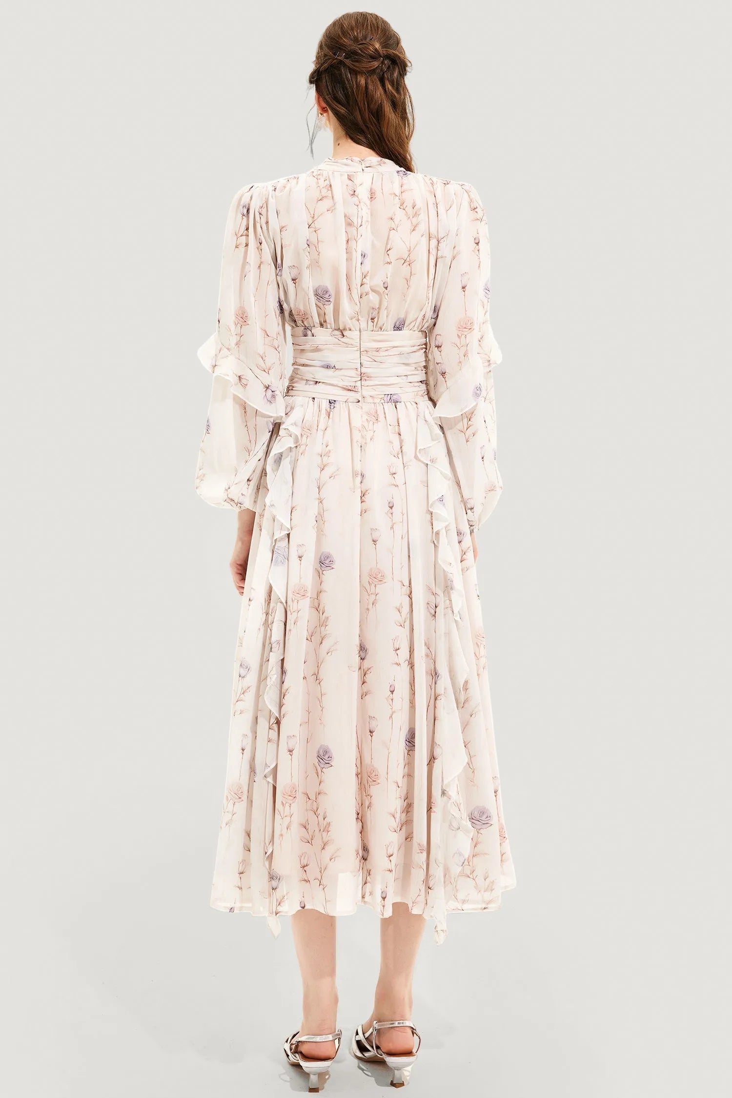 Rosario Minimalist Chic Couture Summer Dress with Floral Print Premium Wardrobe Essential