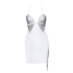 Energy High Halter Neck Crystal Fringe Mini Dress