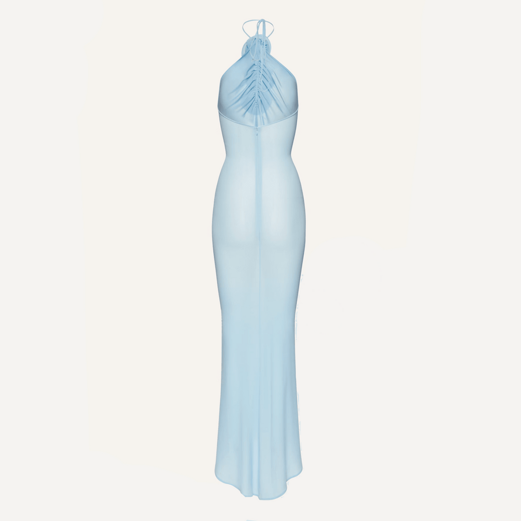 Easy Style Blue Mesh Maxi Dress