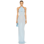 Easy Style Blue Mesh Maxi Dress