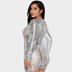 Nearby Chic Long Sleeve Hollow Mini Dress