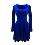 Scoop Neck Bell Sleeve Velvet Fit and Flare Mini Dress