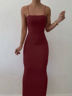 Spaghetti Strap Square Neck Bodycon Midi Dress