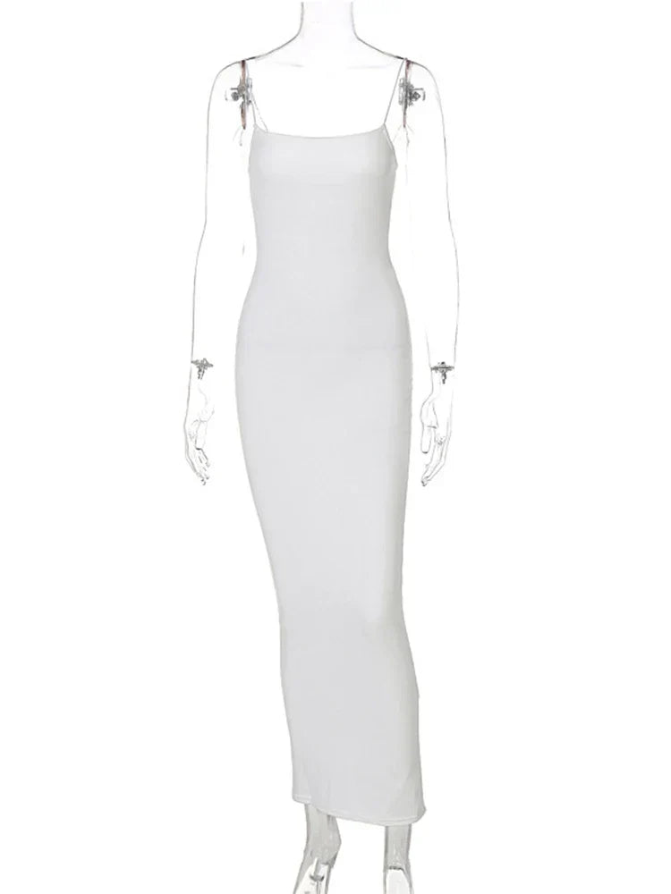 Spaghetti Strap Square Neck Bodycon Midi Dress