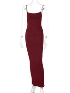 Spaghetti Strap Square Neck Bodycon Midi Dress