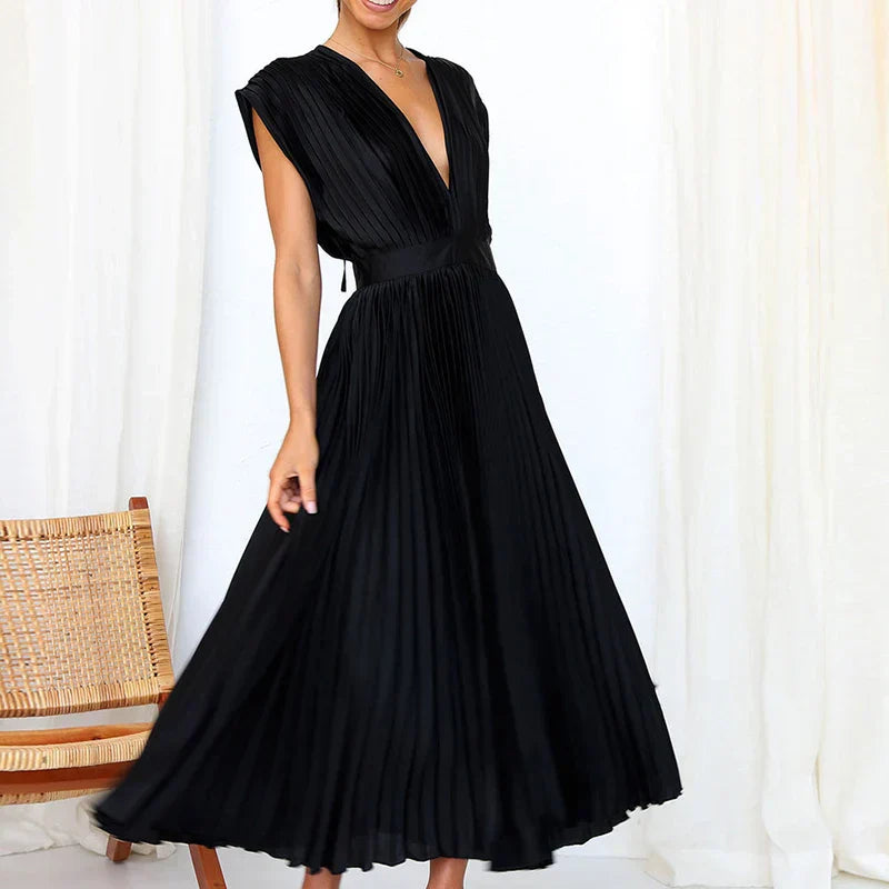 Jimena Aesthetic V Neck Maxi Dress Chic Silhouette Collection