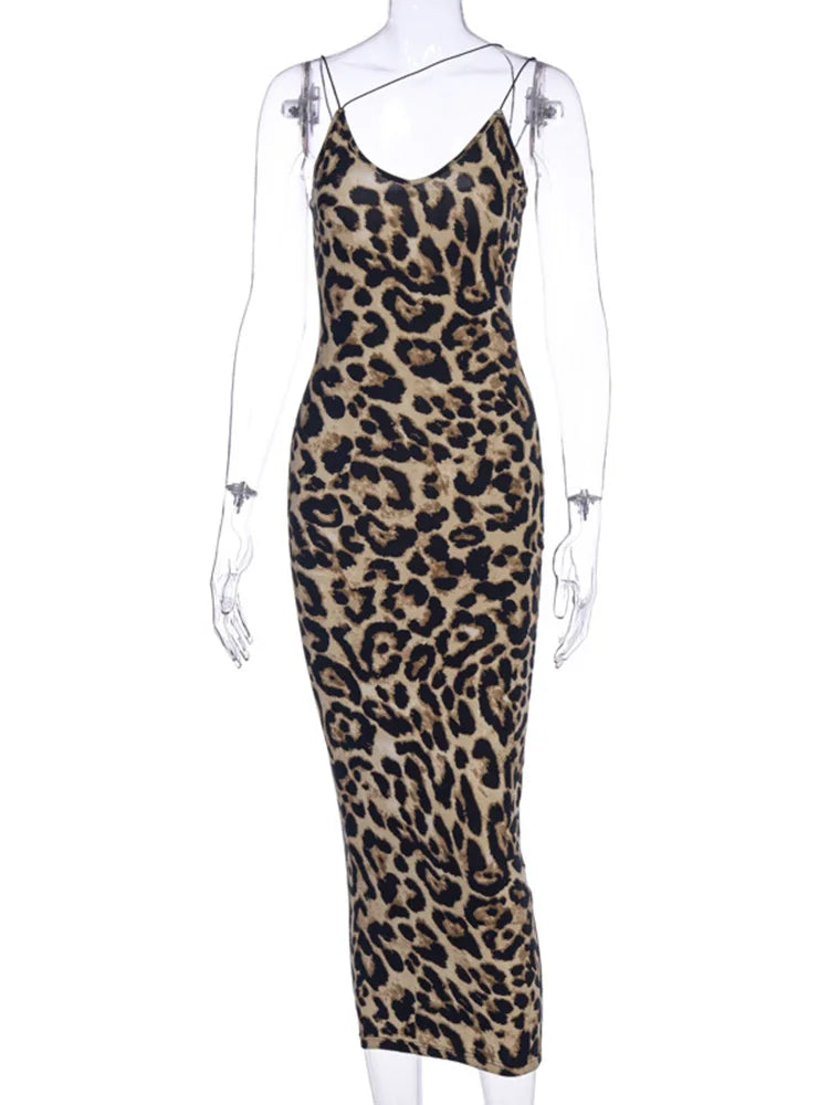 Print Criss Cross Strap Deep V-Neck Bodycon Midi Dress