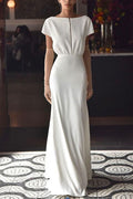 Crewneck Short Sleeve Waisted Maxi Swing Dress