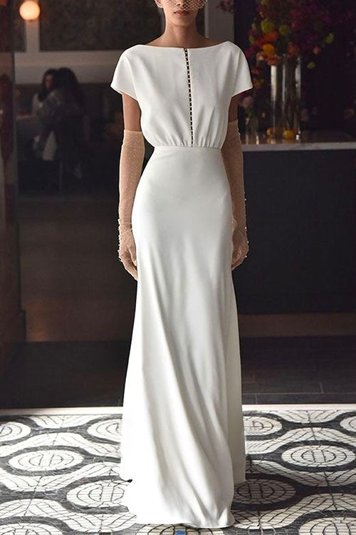 Crewneck Short Sleeve Waisted Maxi Swing Dress