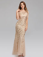 Mermaid Prom Dresses Short Sleeves Birthday Semi Formal Maxi Dress