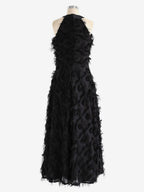 Feather Maxi Dress Halter Sleeveless A-Line Elegant Prom Dresses