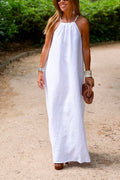 Halter Sleeveless Cotton Linen Beach Dress