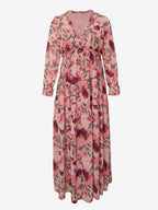 Floral Boho Maxi Dress For Women - High Waist Long Sleeve Ruffle V-Neck Gown - Spring Garden Wedding Guest 2026