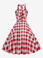 Vintage 1950s Polka Dot Midi Swing Dress for Women - Halter Neck A-Line Rockabilly Pinup Sun Dress - Holiday Picnic 2026