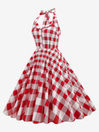Vintage 1950s Polka Dot Midi Swing Dress for Women - Halter Neck A-Line Rockabilly Pinup Sun Dress - Holiday Picnic 2026