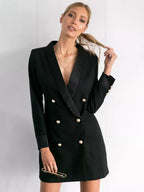 Blazer Jacket Double Breasted V-Neck Blazer Dress For Women
