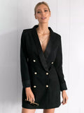 Blazer Jacket Double Breasted V-Neck Blazer Dress For Women