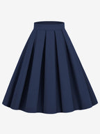 Skirt For Women Dark Navy Pleated Raised Waist Layered Women Bottoms