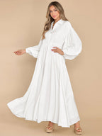 Boho Maxi Shirt Dress For Women- Long Puff Sleeve Casual Flowy Dress - Summer Vacation Beach Evening Wear 2026