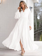 Boho Maxi Shirt Dress For Women- Long Puff Sleeve Casual Flowy Dress - Summer Vacation Beach Evening Wear 2026