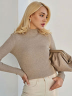 Women Pullover Tops High Collar Long Sleeves Sweaters