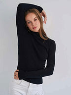 Women Pullover Tops High Collar Long Sleeves Sweaters