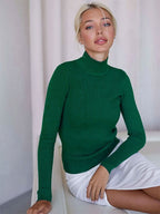 Pullovers Tops For Women Gray High Collar Long Sleeves Sweaters