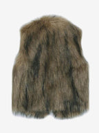 Faux Fur Coats Coffee Brown Sleeveless Faux Fur Jacket Eco-friendly Fur Coat