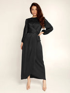 Prom Dresses Jewel Neck Pleated Stain Semi Formal Maxi Dress