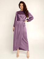 Prom Dresses Jewel Neck Pleated Stain Semi Formal Maxi Dress