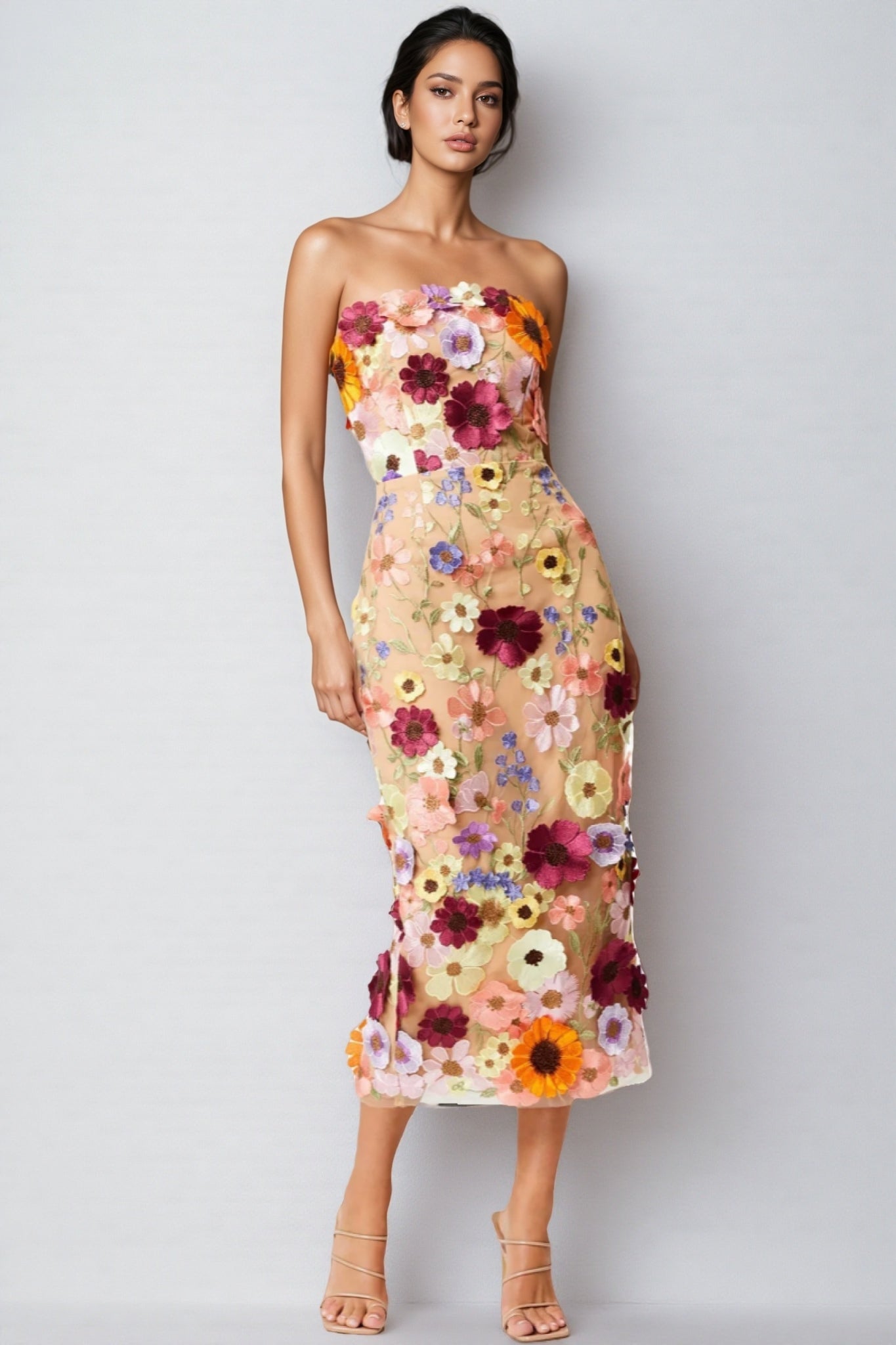 Winslet Embellished Floral Lace Midi Dress