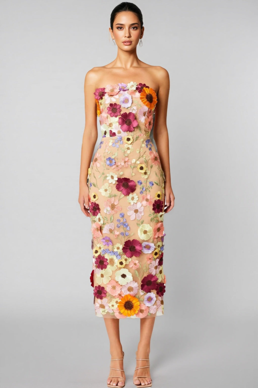 Winslet Embellished Floral Lace Midi Dress