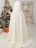 Women Poncho Hooded Ivory Poncho Oversized Full Length Faux Fur Cape