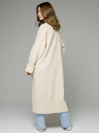 Longline Cardigan Drop Shoulder Ribbed Full Length Women's Sweater