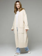 Longline Cardigan Drop Shoulder Ribbed Full Length Women's Sweater
