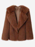 Faux Fur Coat Notched Lapel Solid Color Eco-friendly Winter Jacket For Women 2026