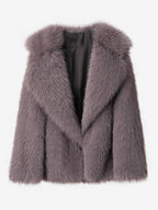 Faux Fur Coat Notched Lapel Solid Color Eco-friendly Winter Jacket For Women 2026