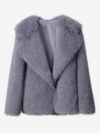 Faux Fur Coat Notched Lapel Solid Color Eco-friendly Winter Jacket For Women 2026