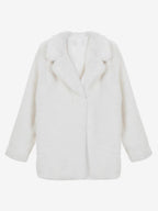 Faux Fur Coat In White Notched Lapel Eco-friendly Winter Jacket For Women 2026