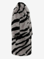 Zebra Print Faux Fur Coat Turndown Collar Oversized Eco-friendly Long Jacket For Women 2026