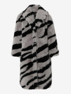 Zebra Print Faux Fur Coat Turndown Collar Oversized Eco-friendly Long Jacket For Women 2026