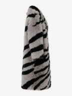 Zebra Print Faux Fur Coat Turndown Collar Oversized Eco-friendly Long Jacket For Women 2026