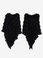 Women Poncho Hooded Green Oversized Fringe Cape