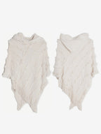 Women Poncho Hooded Green Oversized Fringe Cape