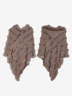 Women Poncho Hooded Green Oversized Fringe Cape