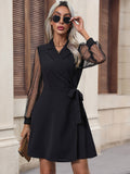 Blazer Dresses V-Neck Belted Long Sleeves Elegant Women's Day Dress