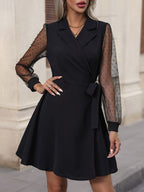 Blazer Dresses V-Neck Belted Long Sleeves Elegant Women's Day Dress